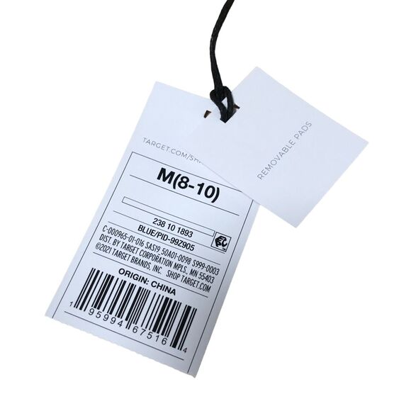 NEW Shade and Shore Bikini Top M 34C 34D 36B 36C 38B Blue Ribbed Padded Triangle - Picture 8 of 9